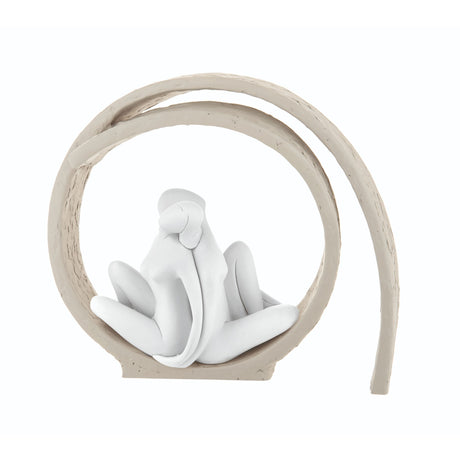 Scultura coppia innamorati Bongelli in marmorino bianco e nocciola 15 cm