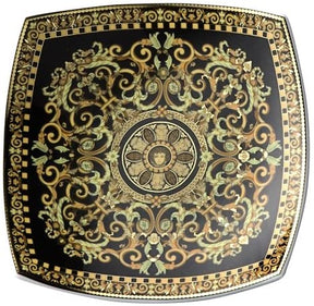 Ciotola quadrata Barocco Versace in porcellana con decori oro 14 cm