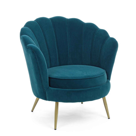 Poltrona Giliola Bizzotto in velluto blu pavone con gambe oro 80x76x84 cm