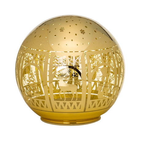 Palla di Natale luminosa Noel in vetro color oro 15 cm