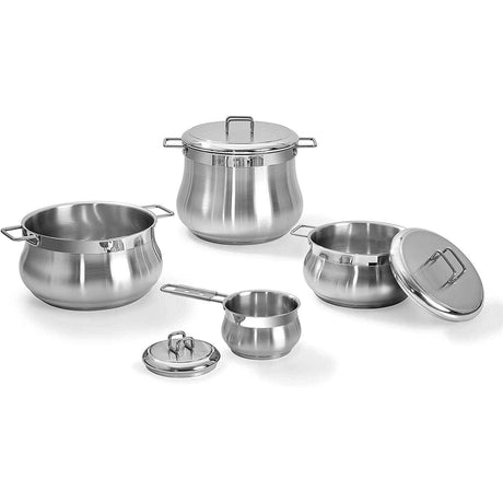 Batteria pentole Tummy Barazzoni acciaio inox 7 pezzi forma bombata