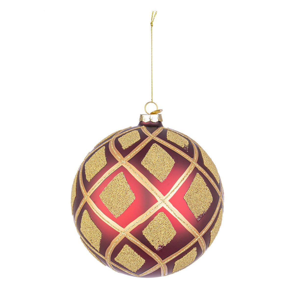 Sfera di Natale Bizzotto in vetro rosso e oro decorata 15 cm