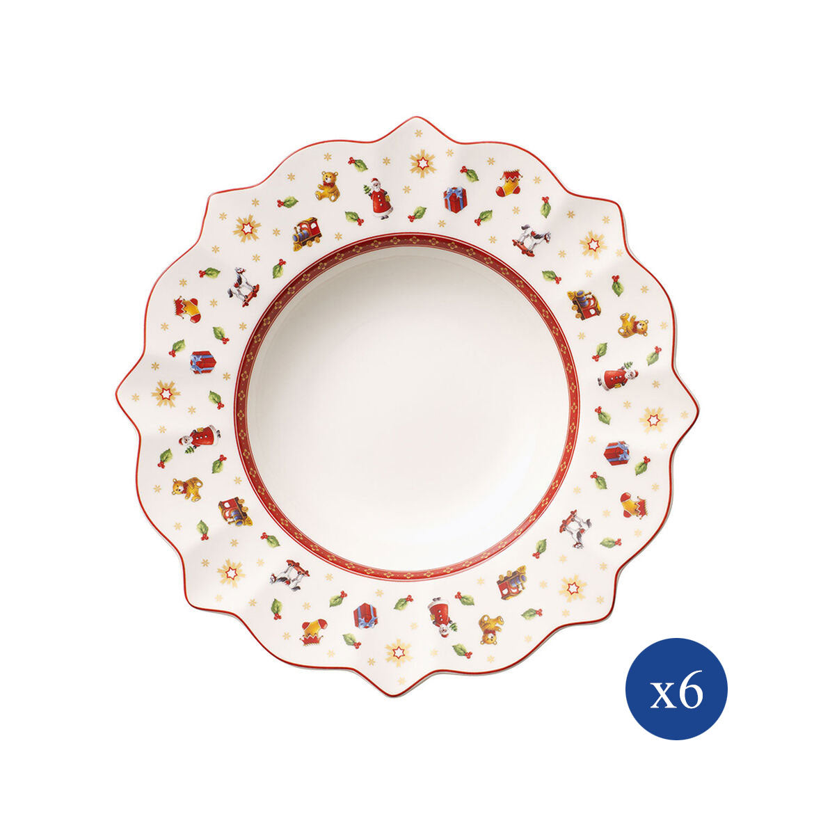 VILLEROY &amp; BOCH Toy's Delight White Deep Plate 6 Pieces 26cm Christmas Table