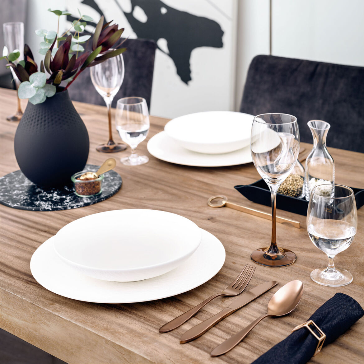 VILLEROY & BOCH Manufacture Rock Bianco Piatto Fondo Set 6 Pezzi 23,5cm Porcellana