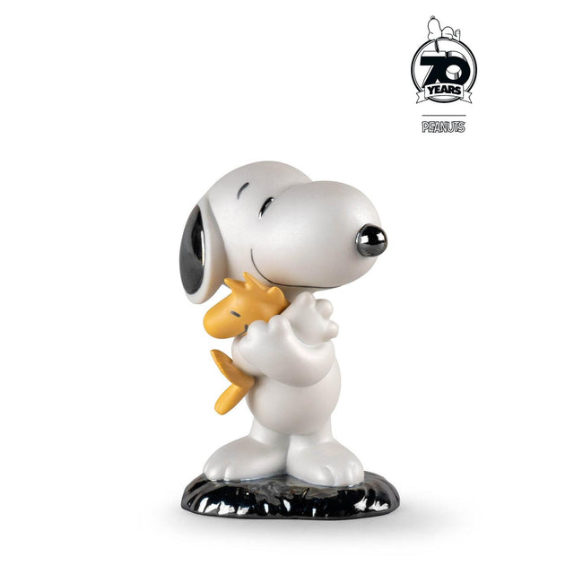 Statuetta Snoopy e Woodstock Lladrò in porcellana opaca e lucida 13x8 cm
