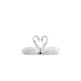 Cake Topper Amore Senza Fine Lladrò in porcellana a forma di cigni 12x25 cm