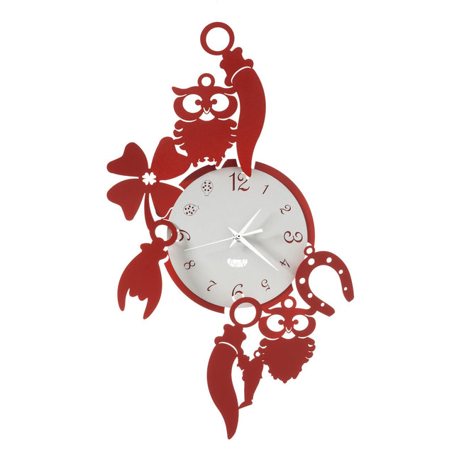 Orologio da parete Good Luck Arti e Mestieri in metallo rosso