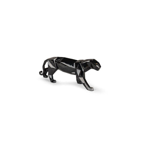 Scultura Pantera Lladrò in porcellana nera lucida 19x50 cm