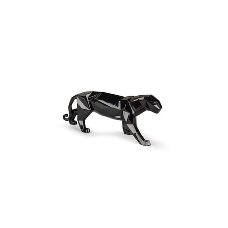 Scultura Pantera Lladrò in porcellana nera lucida 19x50 cm