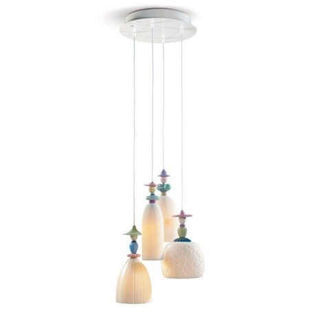 Lampada a sospensione Mademoiselle Lladrò in porcellana opaca e lucida