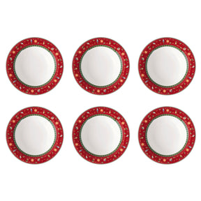 Set 6 piatti fondi Villeroy & Boch porcellana decoro natalizio 23 cm