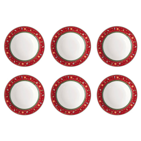 Set 6 piatti fondi Villeroy & Boch porcellana decoro natalizio 23 cm