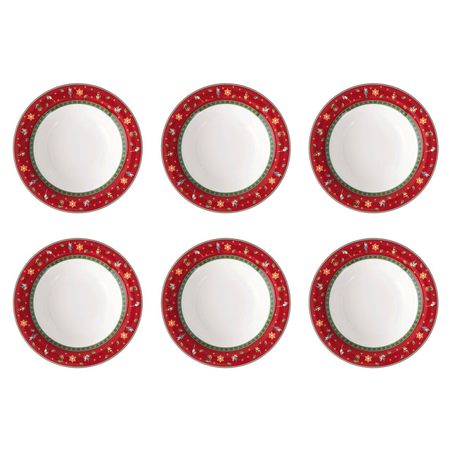 Set 6 piatti fondi Villeroy & Boch porcellana decoro natalizio 23 cm