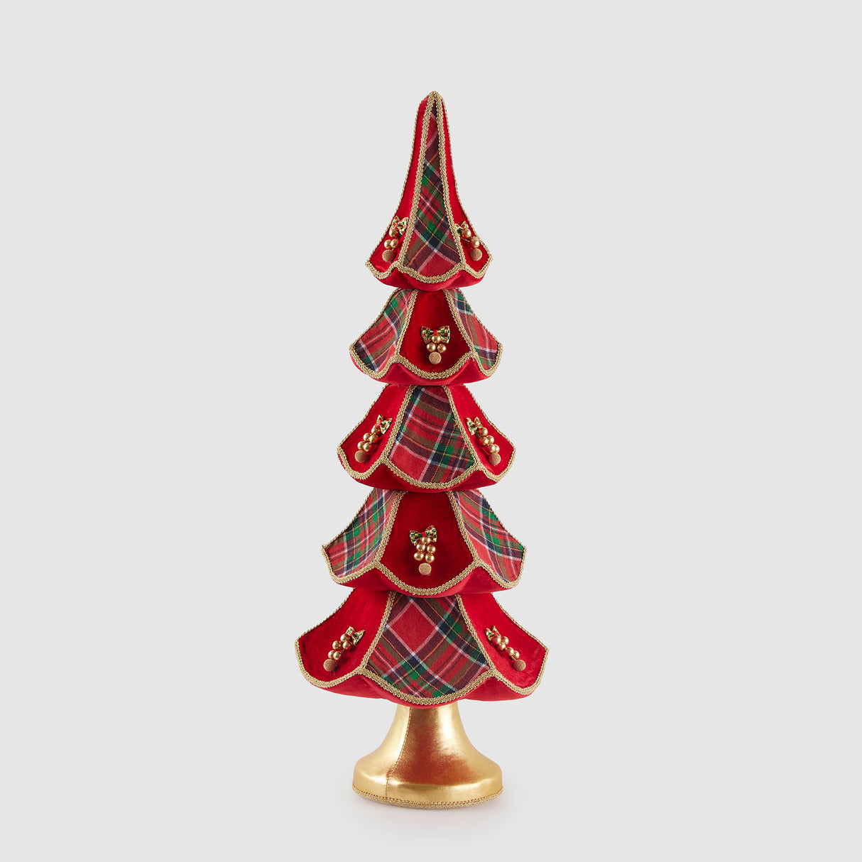 Pino decorativo EDG in tessuto rosso 77x26 cm per Natale