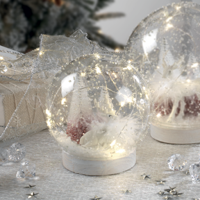 Sfera luminosa natalizia Mascagni Casa in vetro con LED 12 cm