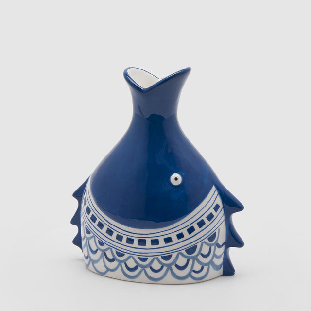 Vaso Pesce Testa EDG in ceramica blu 24x20 cm decorativo