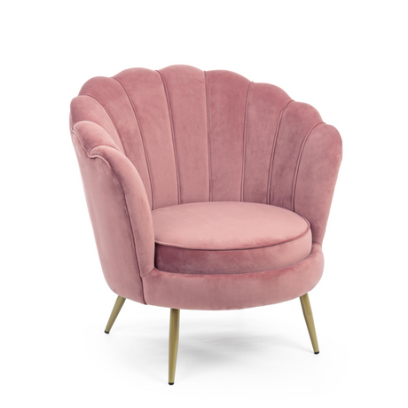 Poltrona Giliola Bizzotto in velluto rosa stile glam 75 cm