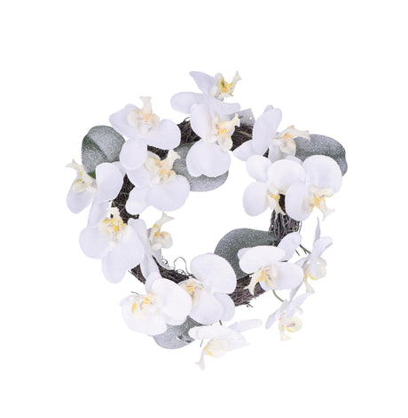Ghirlanda con orchidee bianche Rituali Domestici in tessuto 34 cm