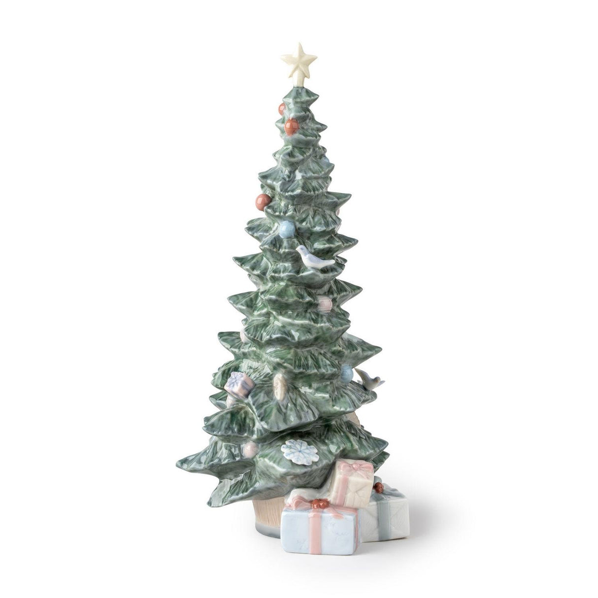 Albero di Natale con regali Lladrò in porcellana decorata 26x11 cm