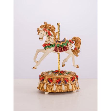 Carillon carosello Noel in resina decorata altezza 18 cm