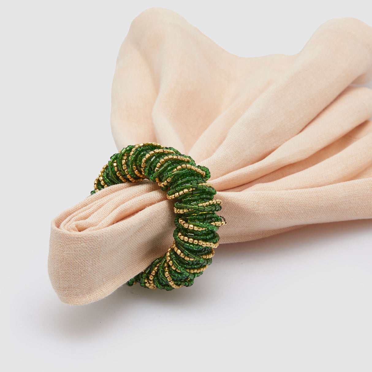Set 6 legatovaglioli EDG con perline verde e oro 6 cm