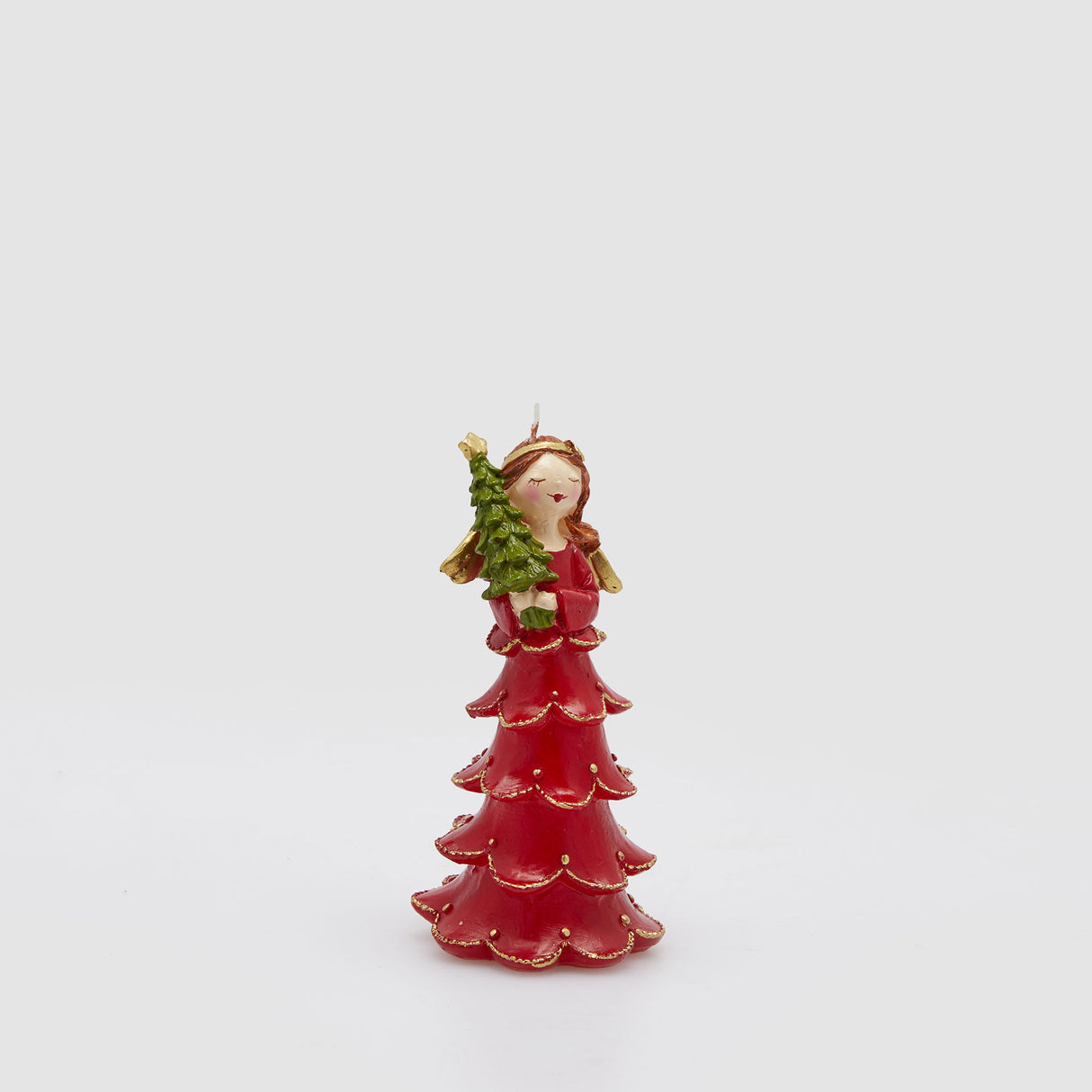 Candela Angelo Natale EDG in cera rossa altezza 15 cm