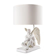 Lampada da tavolo Lladrò angelo in porcellana bianca opaca 59x40 cm