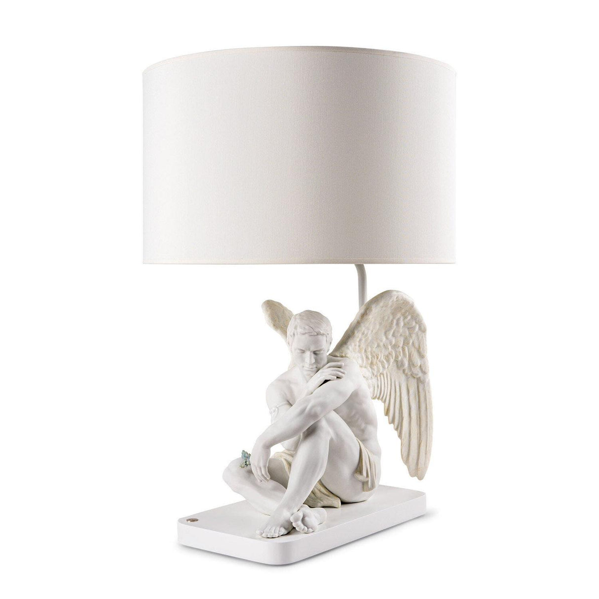 Lampada da tavolo Lladrò angelo in porcellana bianca opaca 59x40 cm