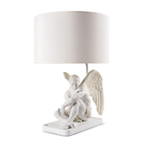 Lampada da tavolo Lladrò angelo in porcellana bianca opaca 59x40 cm