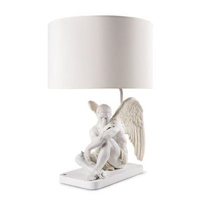 Lampada da tavolo Lladrò angelo in porcellana bianca opaca 59x40 cm