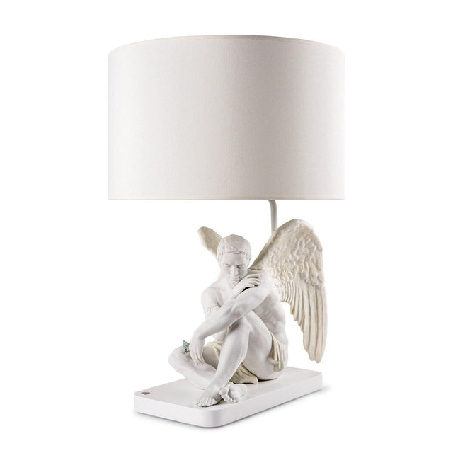 Lampada da tavolo Lladrò angelo in porcellana bianca opaca 59x40 cm