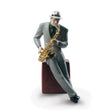 Scultura sassofonista jazz Lladrò in porcellana lucida 29x23 cm