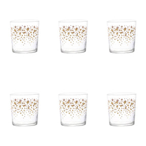 Set 6 bicchieri Simple Day in vetro con decoro stelle di Natale oro 350 ml