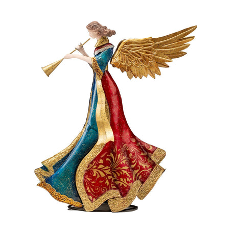 Angelo di Natale Noel in metallo multicolore altezza 34 cm