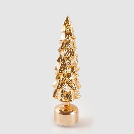Albero Pino Twist EDG in vetro dorato con luci LED e musica 40,5 cm
