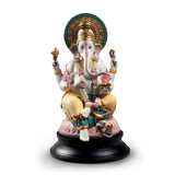 Scultura Lord Ganesha Lladrò in porcellana finemente decorata 42x25 cm