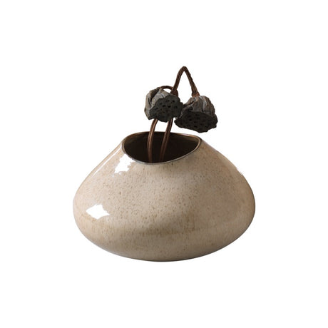 Vaso Mascagni Casa in ceramica color sabbia finitura lucida 21x13,5 cm