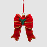 Pendaglio fiocco di Natale EDG in metallo lucido 11 cm
