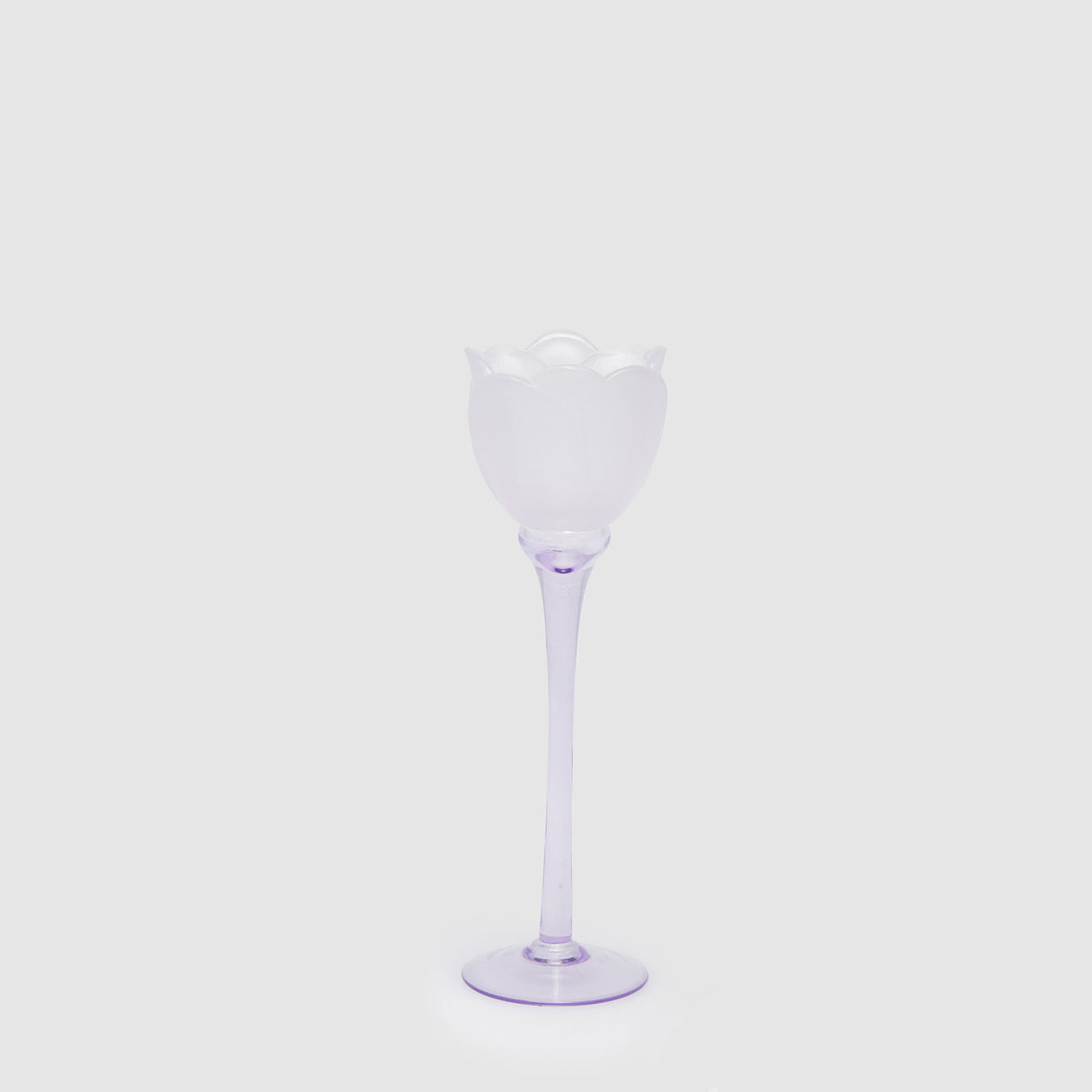Portacandela Tulipano EDG in vetro satinato viola 28x8,5 cm