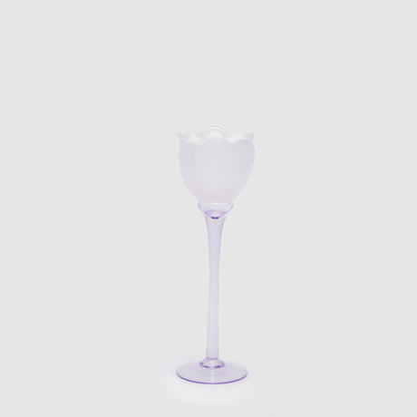Portacandela Tulipano EDG in vetro satinato viola 28x8,5 cm