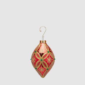 Addobbo natalizio Fuso EDG in vetro rosso e oro 10 cm