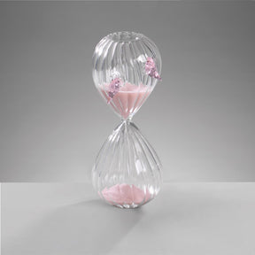 Clessidra con uccellini Mascagni Casa in vetro con sabbia rosa 16 cm