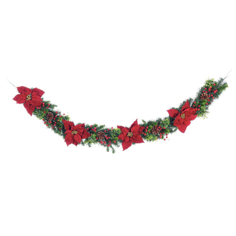Ghirlanda natalizia Bizzotto in PVC con fiori Poinsettia 180 cm