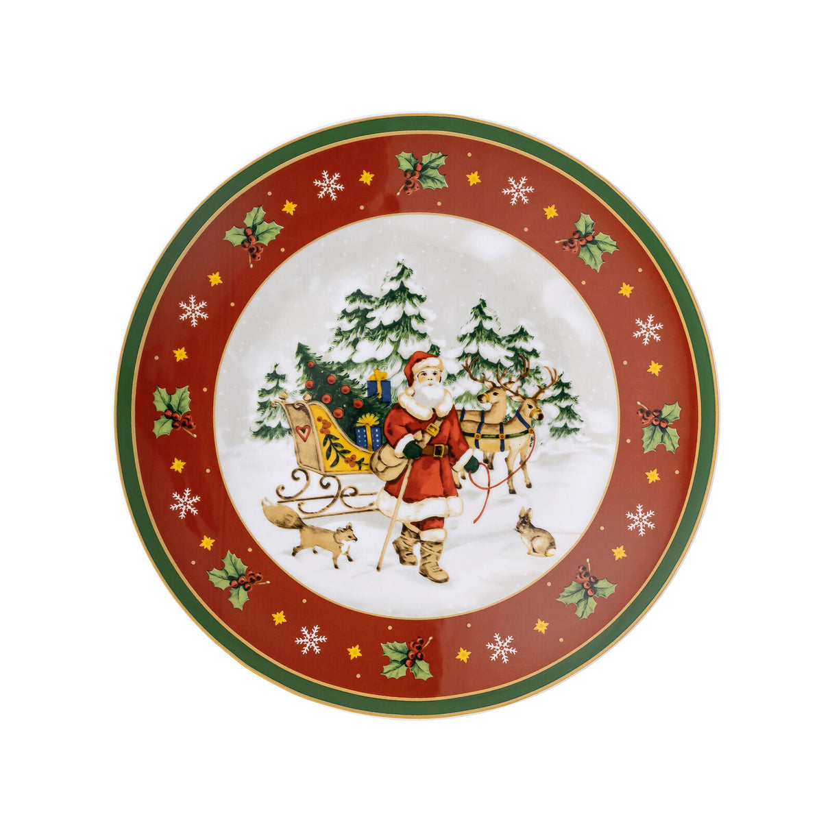 HUTSCHENREUTHER Happy Christmas Alzata Piatto Torta 28cm Tavola di Natale