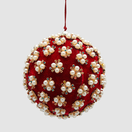 Pallina di Natale Elizabeth EDG in velluto rosso diametro 12 cm