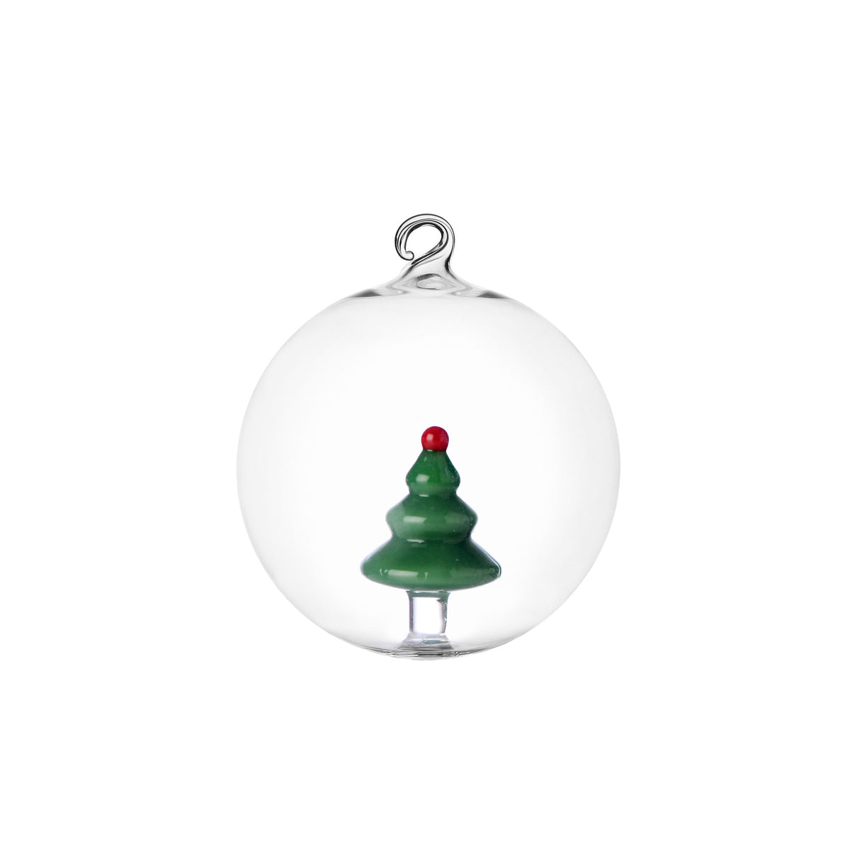 Pallina di Natale Ichendorf in vetro borosilicato con albero verde 8 cm