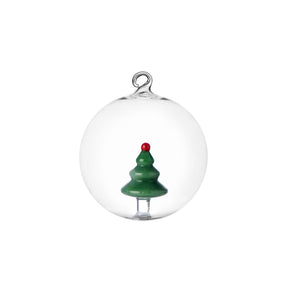 Pallina di Natale Ichendorf in vetro borosilicato con albero verde 8 cm