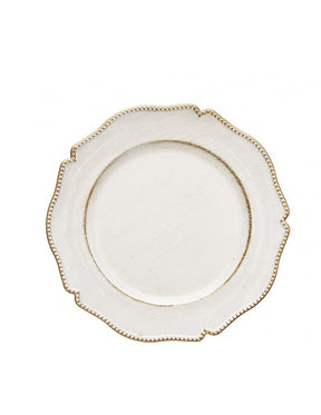 Set 4 sottopiatti Brandani in ceramica bianca con bordi oro 33 cm