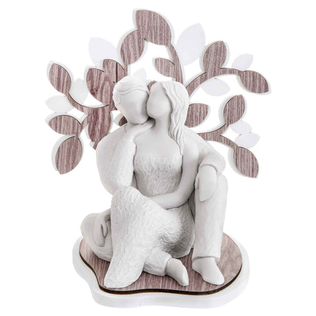 Scultura Innamorati Albero della Vita Bongelli in marmorino e legno 13x12 cm