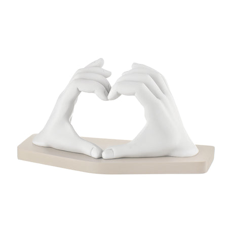 Scultura Mani a Cuore Bongelli Preziosi in marmorino bianco 22x12 cm